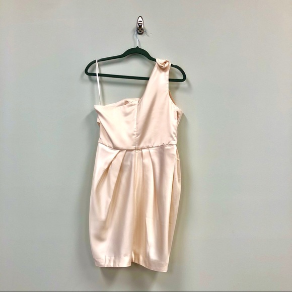 NWT Aryn K Peach Champagne One Shoulder Dress - Picture 2 of 7